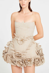 Bice Nude Strapless Bustier Flower Dress